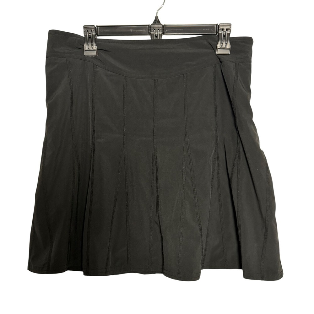 Athleta Womens Black Side Zip Athletic Golf Tennis Skort Size 12 Built In Shorts